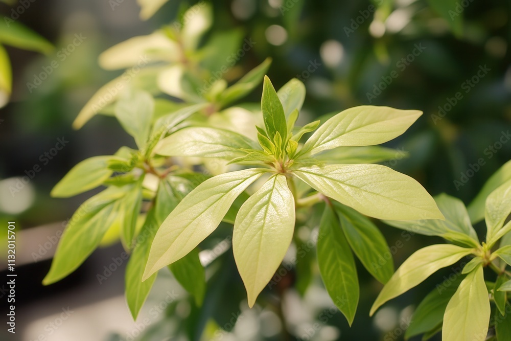 Obraz premium Close-up of vibrant green leaves on a plant.
