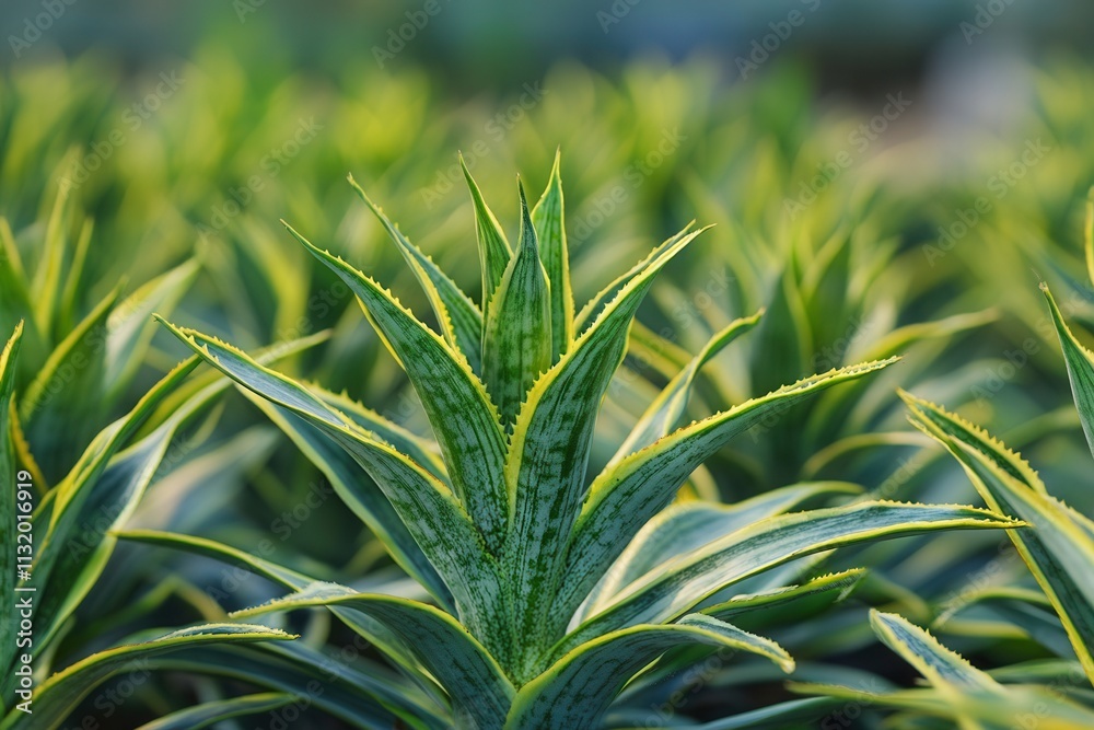 Obraz premium Close-up of vibrant green pineapple plants in a field.