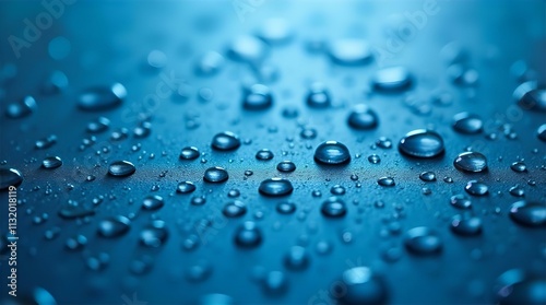 Wallpaper Mural Macro Photography of Water Droplets on a Deep Blue Surface, Close-Up View, Shallow Depth of Field, Soft Lighting Torontodigital.ca