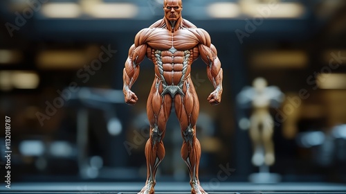 Detailed 3D Render of Male Muscular Anatomy photo