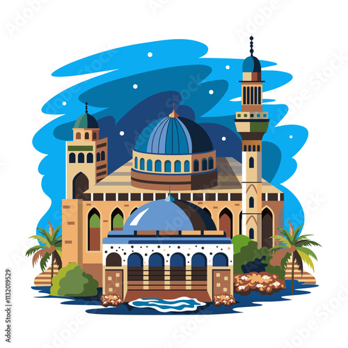 Flat illustration depicting istanbul hagia sophia building