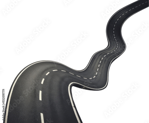 High-Quality PNG asphalt road, curve highway, 3d illustration. Isolated on White Background – High Resolution