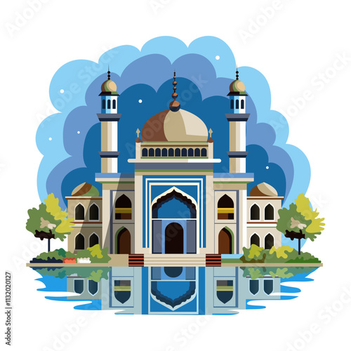 Flat illustration of a beautiful islamic sanctuary