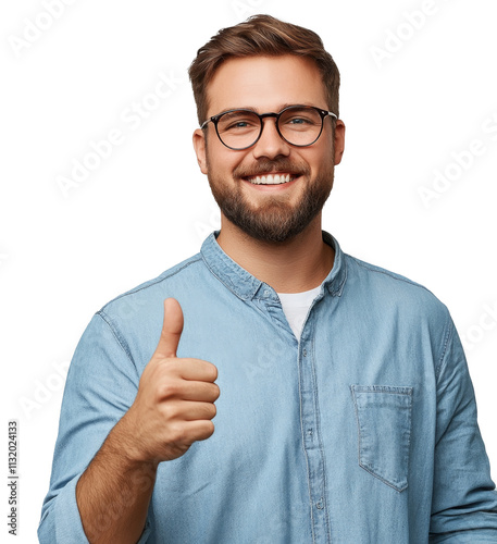 High-Quality PNG This idea just fascinated me. Attractive young unshaven individual with happy expression Isolated on White Background – High Resolution photo