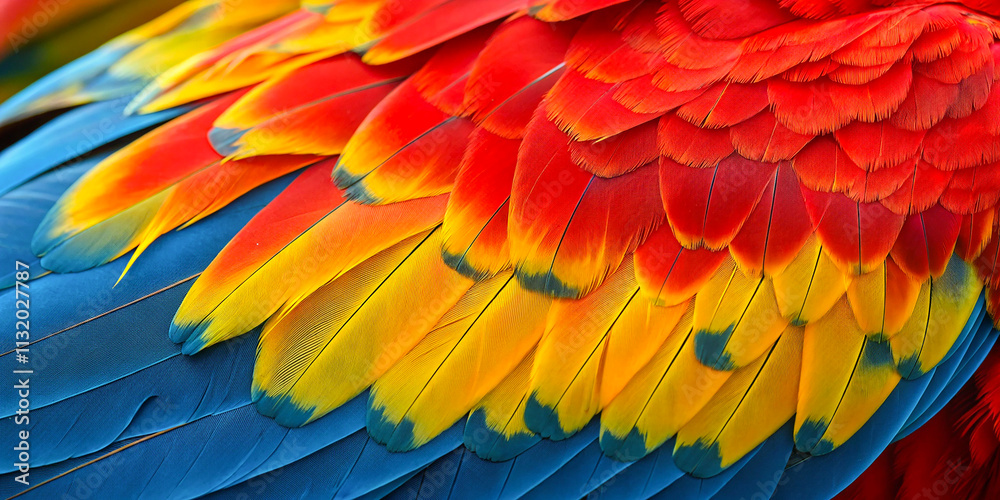 Obraz premium The intricate details of each feather are visible, with the rich hues creating a striking and colorful pattern.