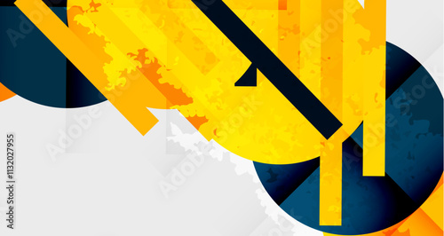 Squares, circles and triangles and grainy noisy texture. Vector Illustration For Wallpaper, Banner, Background, Card, Book Illustration, landing page