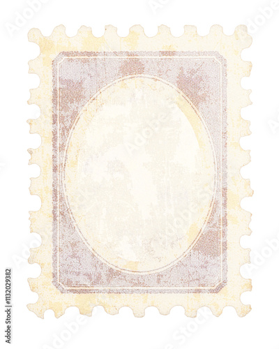 Postage stamp vintage beige and red distressed vertical blank postage stamp 