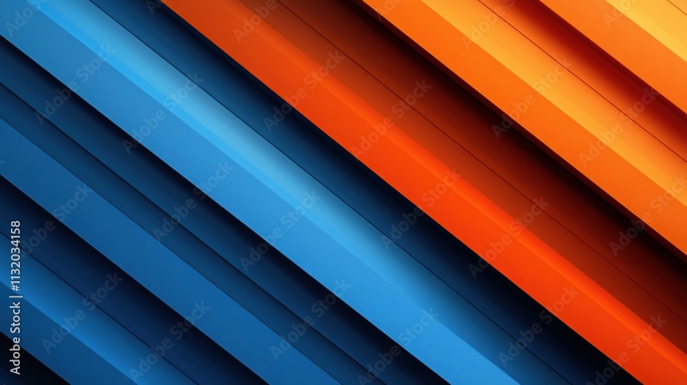 Obraz premium Chromatic art featuring sharp contrasts of fiery orange and cool blue gradients