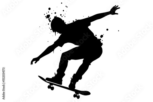 Black silhouette of skateboarders.