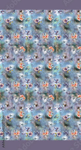  Digital Saree Design ||grass with flowers