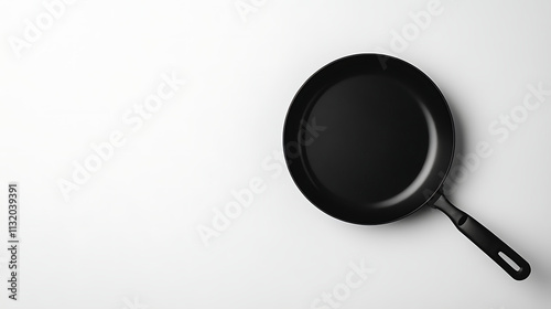 Modern non-toxic frying pan with a non-stick surface, isolated on a pure white background 