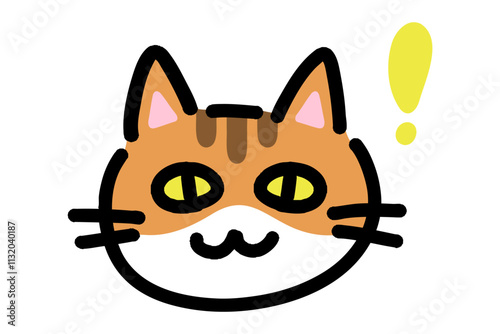 何かに気づいた猫の手描きイラスト