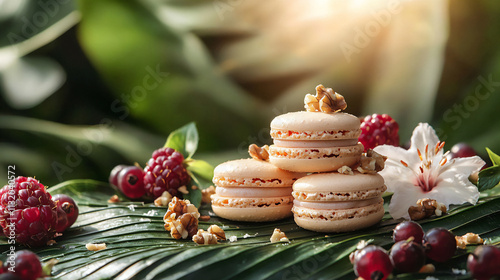 A nature-inspired setting with macarons arran photo