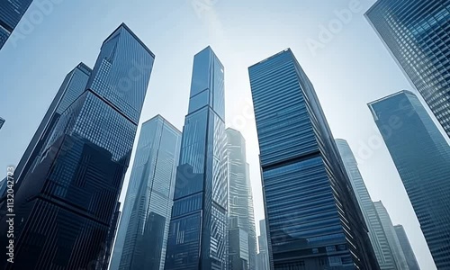 Wallpaper Mural A skyline of modern skyscrapers reflecting sunlight in a clear blue sky. Torontodigital.ca