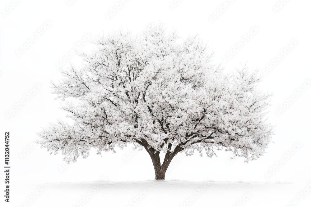Fototapeta premium Snow-covered tree isolated on white background.