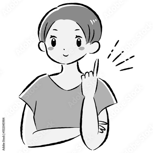 指を差すおしゃれな女性のベクターイラスト