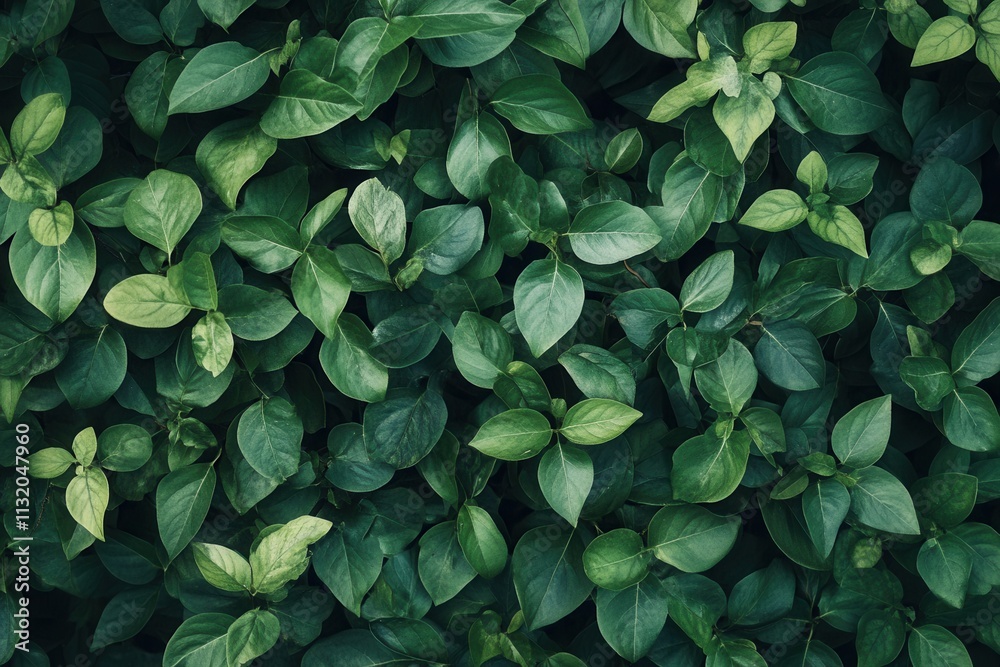 Fototapeta premium Lush green leaves creating a vibrant, natural backdrop.