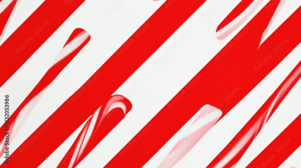 Fototapeta premium Holiday-inspired candy cane pattern with bold red and white diagonal stripes