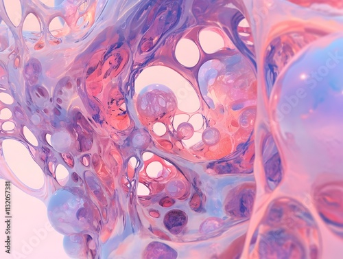 Surreal Organic Fluid Morphing Shapes in Ethereal Kawaii Environment