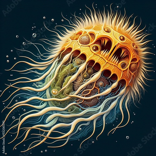 A rotifer with a crown of cilia creating water currents to draw