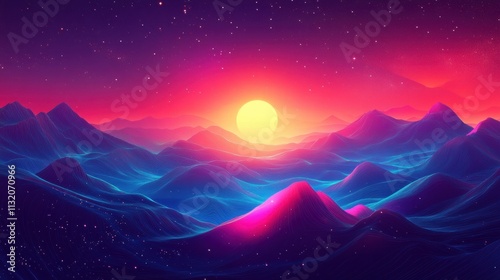 Radiant cosmic abstraction with glowing celestial elements and dynamic gradients photo