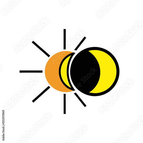 Illustration of solar eclipse with sun and moon for astronomy concept