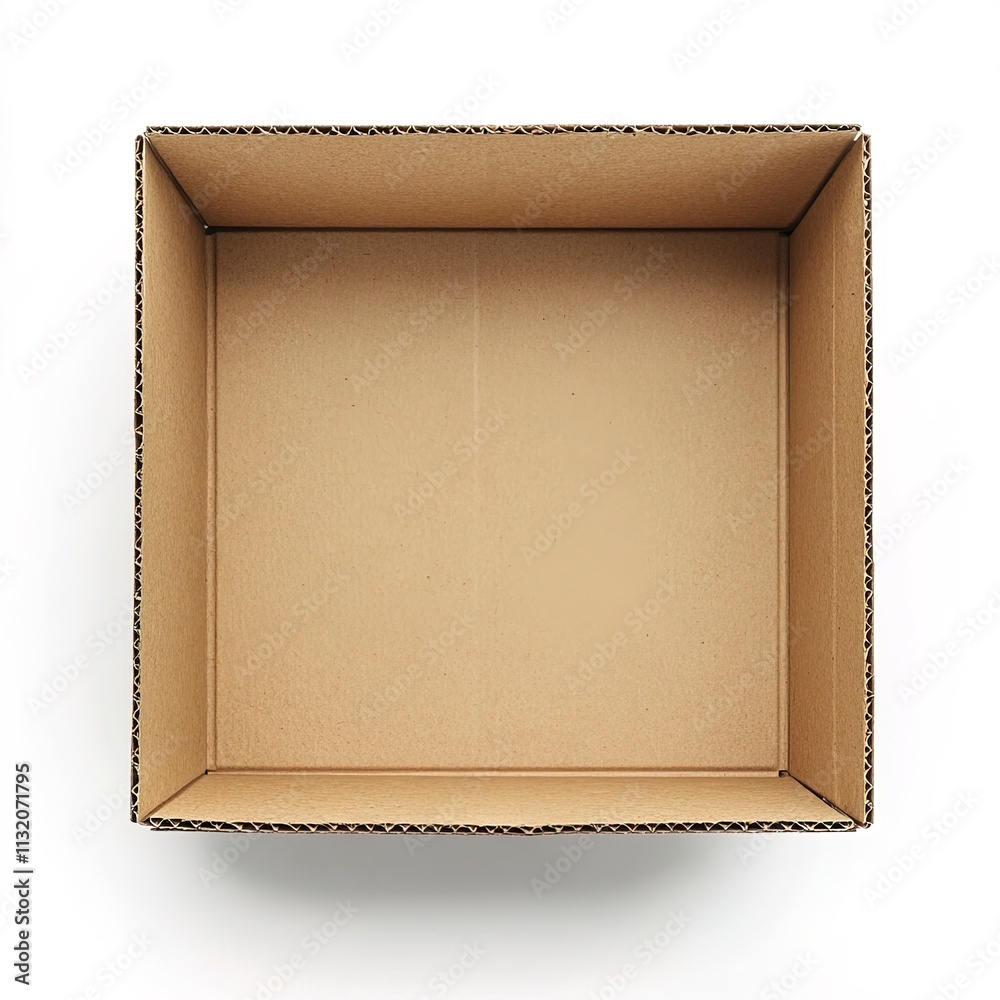 Fototapeta premium an open cardboard box, detailed design, 3D realistic style, natural brown, isolated on white background 