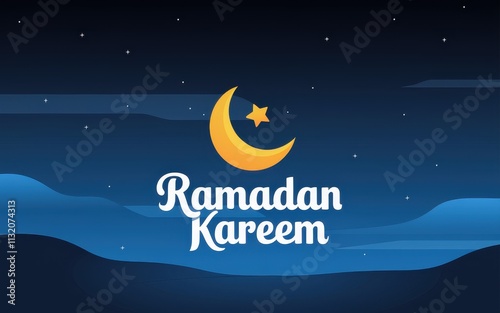 Serene Ramadan Kareem Landscape Under the Midnight Sky photo