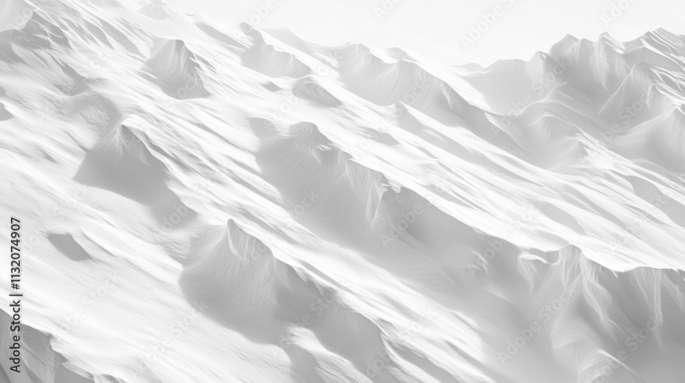 Fototapeta premium Soft white snow texture with gentle shadows creating depth