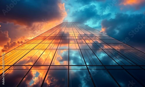 Wallpaper Mural A skyscraper reflecting a vibrant sunset and clouds. Torontodigital.ca