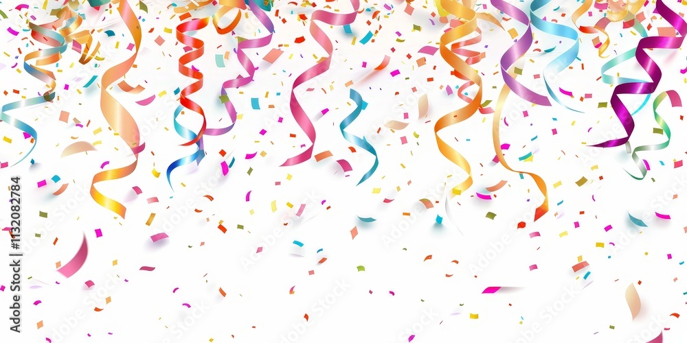 Obraz premium Colorful Confetti and Ribbons Celebration