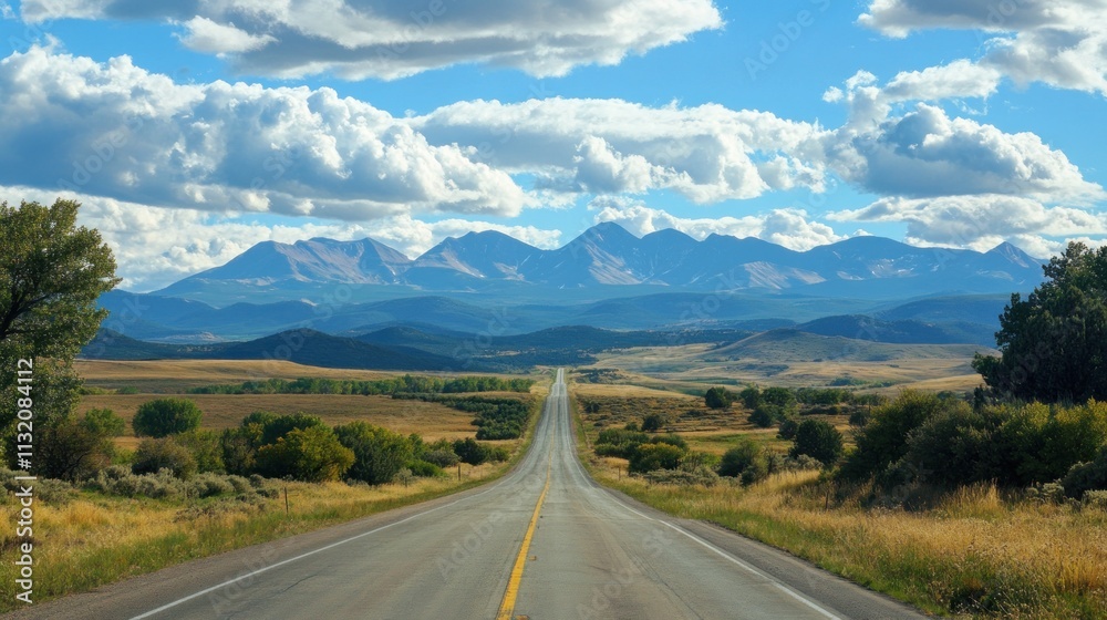 Fototapeta premium Scenic Road Leading Towards a Mountain Range