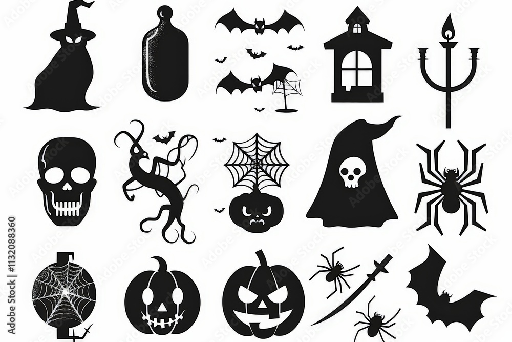 Obraz premium Halloween Icons: A Collection of Spooky Symbols