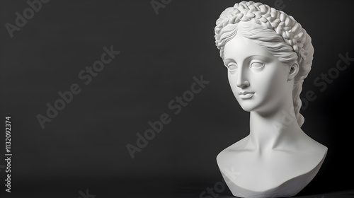 Gypsum copy of ancient statue venus head isolated on v background. plaster sculpture woman face. Renaissance Italy. Illustration photo