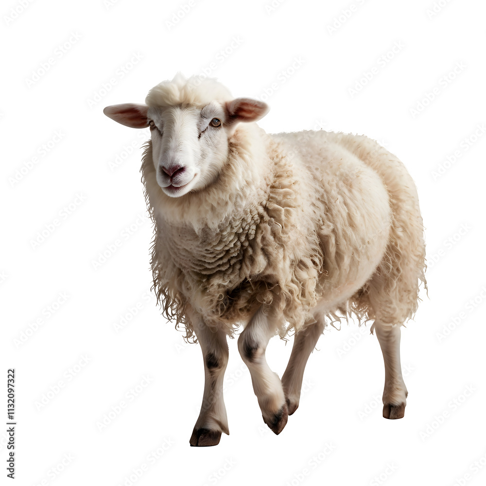 Fototapeta premium Cute sheep on transparent background Generative AI