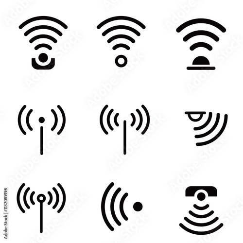 Sensor icon set Vector icons for motion detectors and alarms. Modern thin line icons set of wireless. Vector line icons isolated on a white background.