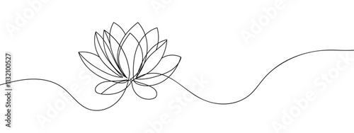 lotus illustration of a flower line art style vector with transparent background editable stroke.