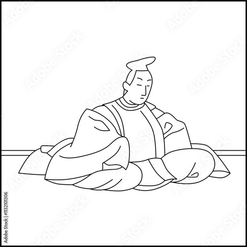 線画正方形百人一首　春道列樹