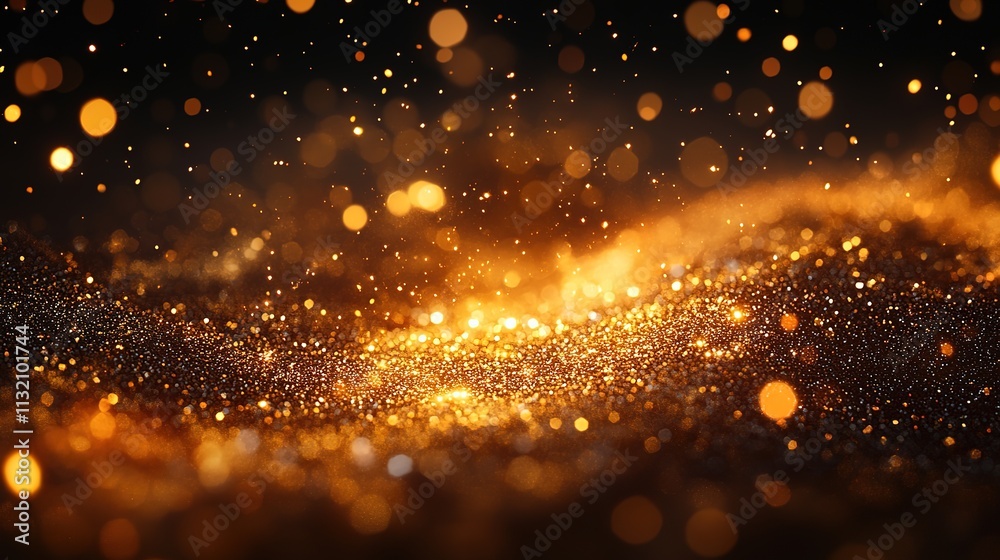Fototapeta premium Golden Glitter Background With Fireworks In The Night, HD image