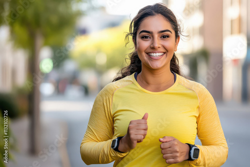 young indian woman jogging at park