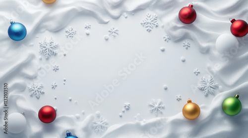 Christmas background with snowflakes and colorful balls