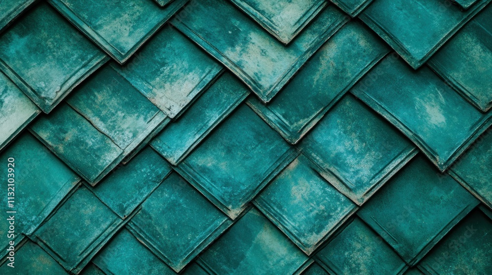 Obraz premium Teal Tile Roof Pattern