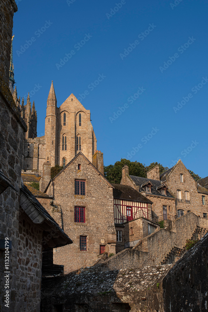 Fototapeta premium Detail of the architecture of Mont Saint-Michel in Normandy, France
