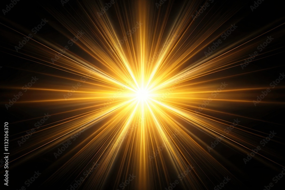 Fototapeta premium Dramatic sun ray overlay, black background, low-light photo effect; perfect design element.