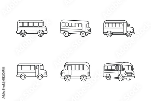 school bus icon line art vector illustration