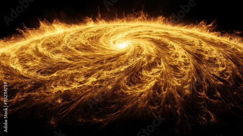 Fiery spiral galaxy, cosmic fire swirl. photo