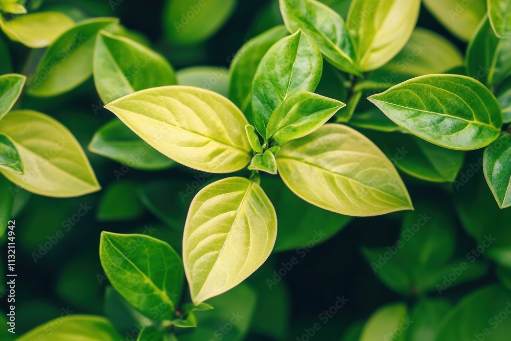 Fototapeta premium Close-up of vibrant green leaves in natural light.