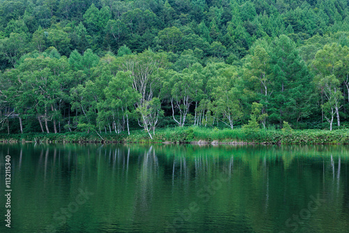 Shiga Highlands - Early morning view of Kido Pond in summer. photo