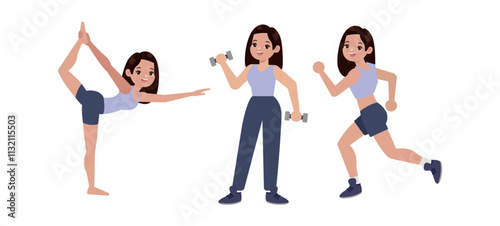 People character doing sport collection