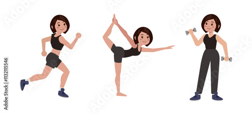 People character doing sport collection